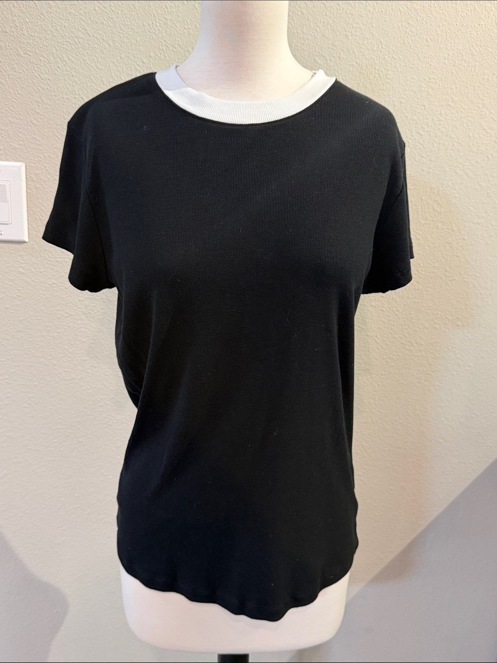 a new day Black Short Sleeve Tee with White Crewneck
